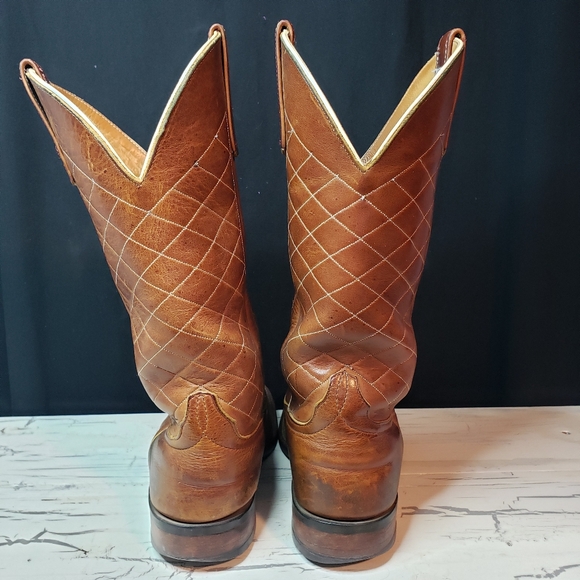 Anderson Bean Cowboy Boots in Saddle Tan - Men's size 9 D - Picture 4 of 12